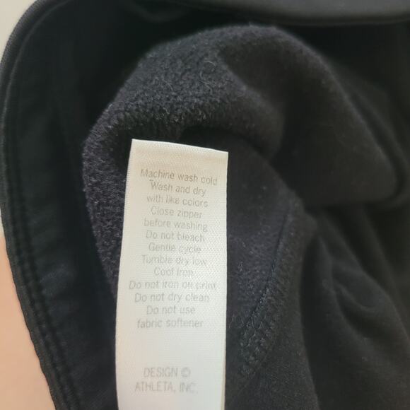 Athleta Size S Black Zip Hem Chatarunga Tights Leggings Activewear Run Tight - Picture 7 of 8